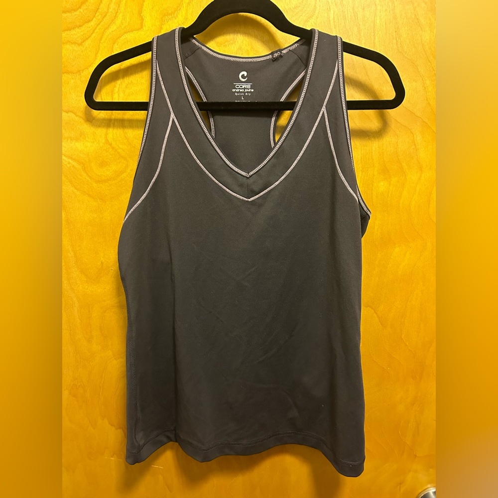 Core by Andrew Jovine Gray and Purple Racerback Athletic Top